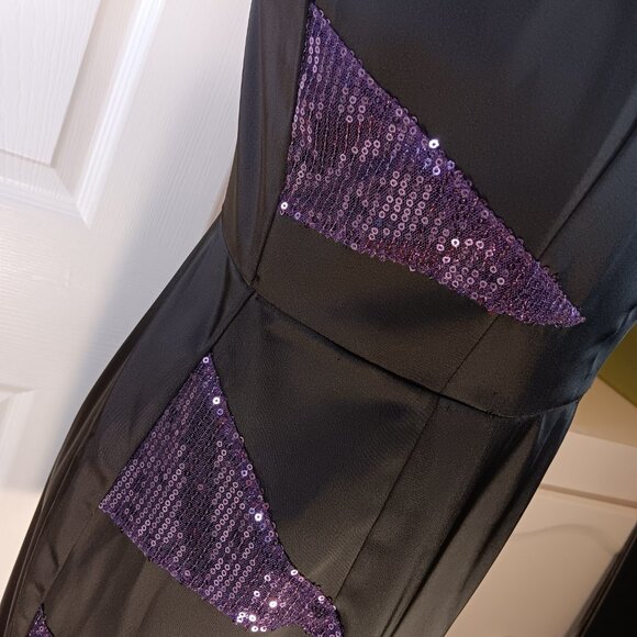 Forever 21 NWOT Black Purple Sequins Cocktail Formal Mini Dress Women's Size M - Picture 11 of 16